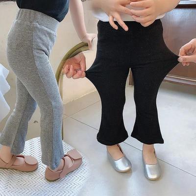 Spring Autumn Ribbed Retro Baby Girls Leggings for Wide-leg Kids Pants Children's Flared Pants