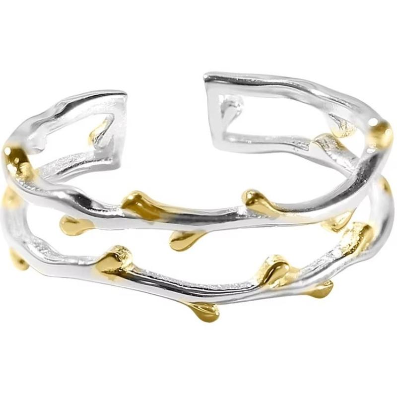 925 Silver Branch Ring For Women Jewelry Finger Adjustable Open Ring For Party Birthday Gift