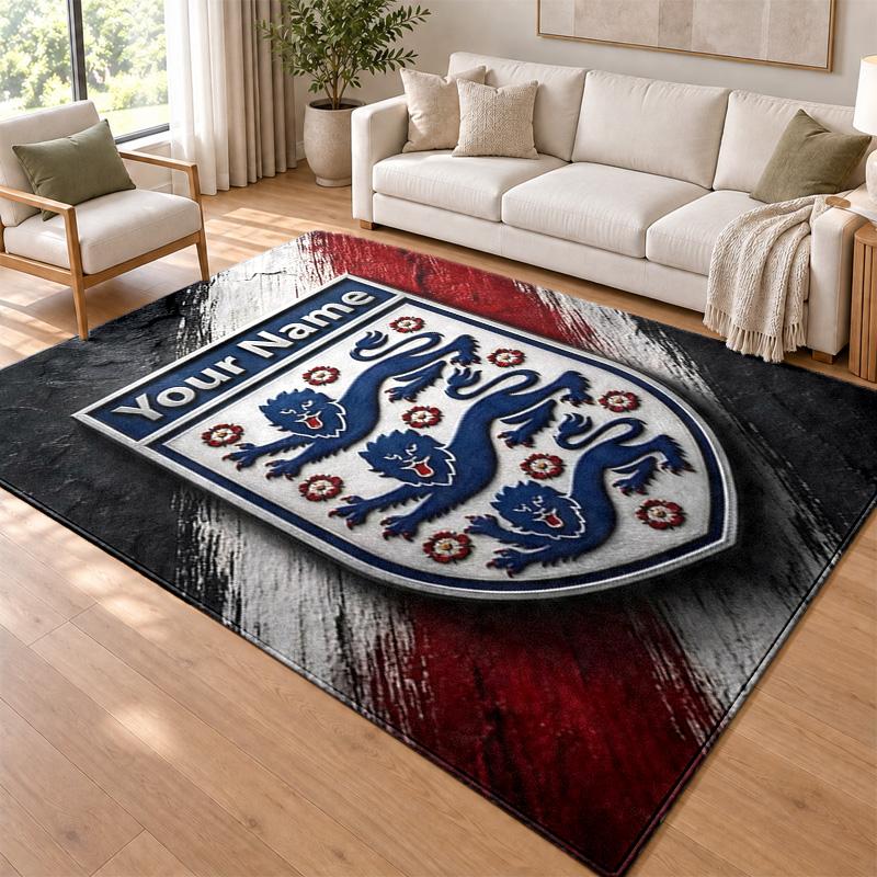 England national football team Custom Name Personalized Rug Non‑Slip Doormat Floor Carpet Housewarming Birthday Gift for Family Friends