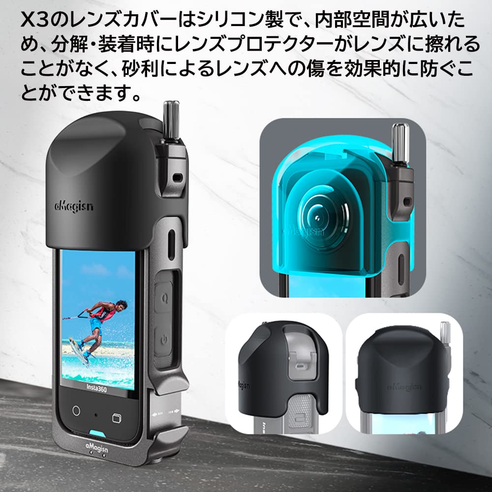 Insta360 X3 Camera Cage Lens Metal Frame Aluminum Alloy Protective Cage Case for Action Camera Rig with Cold Shoe Universal Thread Magnetic Action