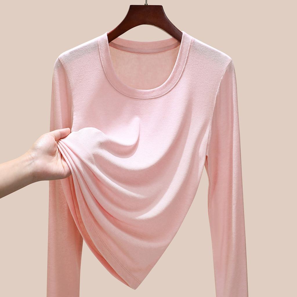 Sports Long-sleeved Women's High-elastic Slim-fitting and Thin Tencel Wool Bottoming Shirt, New In Early Autumn