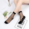 5 Pairs of Women's Spring and Summer Plus Cotton Bottom Floral Mesh Non Slip Crystal Silk Mid Tube Socks