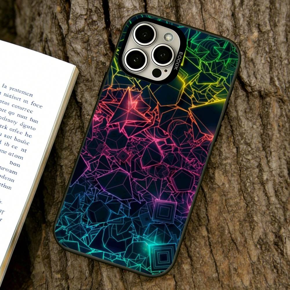 

Linear geometric pattern Phone Case For iPhone 17,16,15,14,13,12,11 Plus,Pro Max,XS,Colorful Silver Black Cover iPhone16Plus