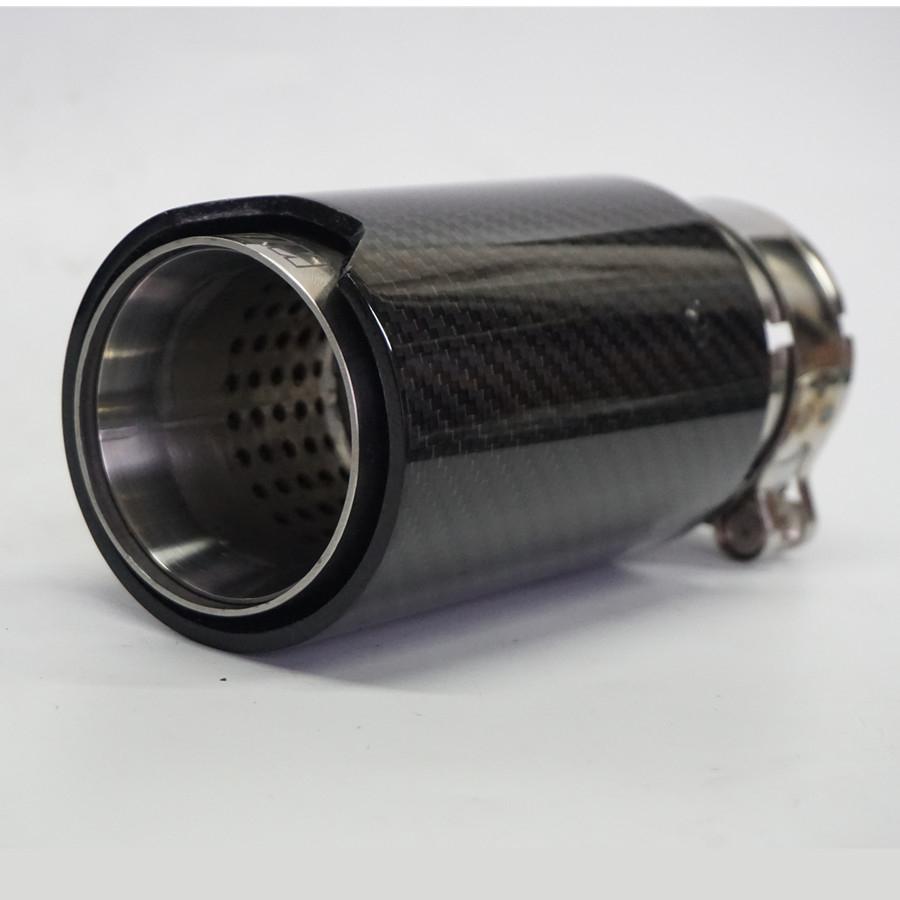 4Pcs Universal Glossy Black 100% Real Carbon Fiber Car Exhaust End Tips for BMW 2.5'' in, 3.2'' out With Logo