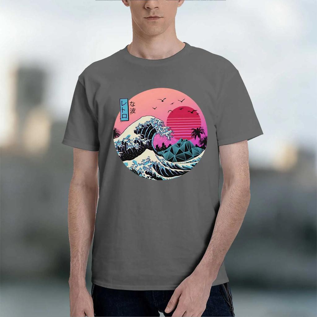 The Great Retro Wave 2026 New Fashion Heavyweight Hot Selling Retro Printed Pattern Fun Round Neck Tshirt For Daily Comfort