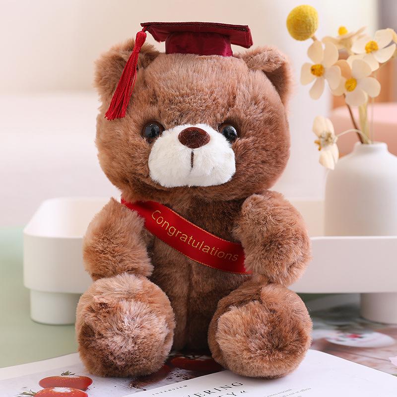 

Cute Dress Colorful Doctor Bear Doll Plush Toy Teddy Bear Graduation Bear Doll Student Graduation Gift 23cm