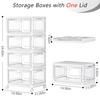 Portable Clear Storage Bins with Lid and Wheels 24QT Stackable Plastic Bins with Magnetic Doors for Bedroom Living Room Office