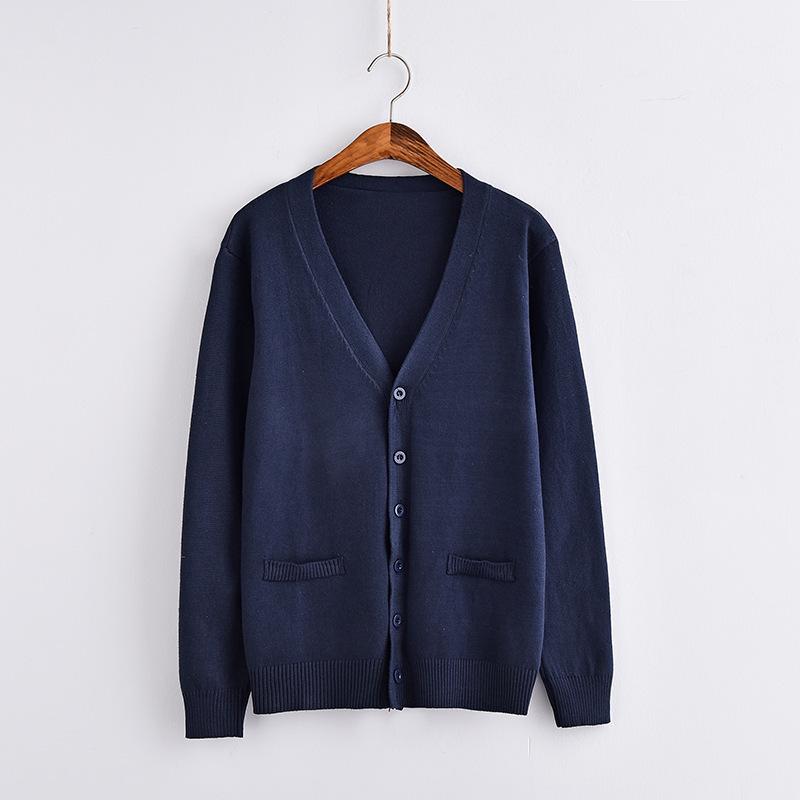 Japanischer Herbst/Winter V-Ausschnitt JK Cardigan: Pullover im Akademiker-Stil mit langen Ärmeln