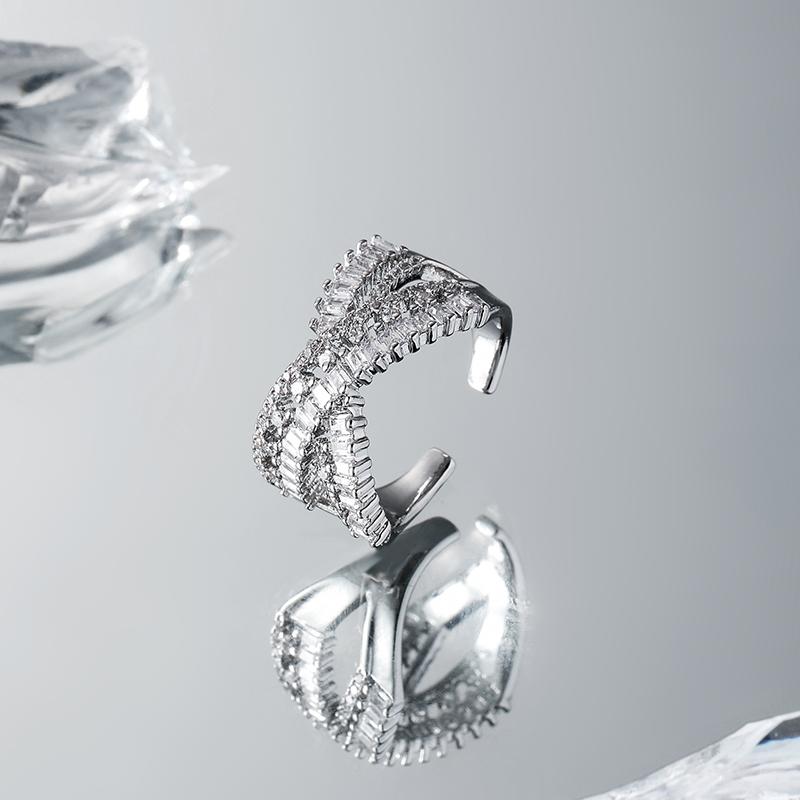 Slightly Set With Diamonds, Open Ring, Female Niche Design, Index Finger, Advanced Sense Of Tide, Light Luxury, Cold Wind, Fashionable Personality