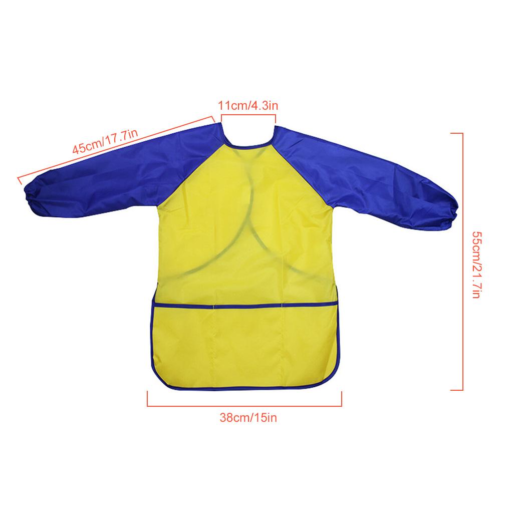 Children Long Sleeve Waterproof Apron Kid Art Craft Painting Cook Feeding