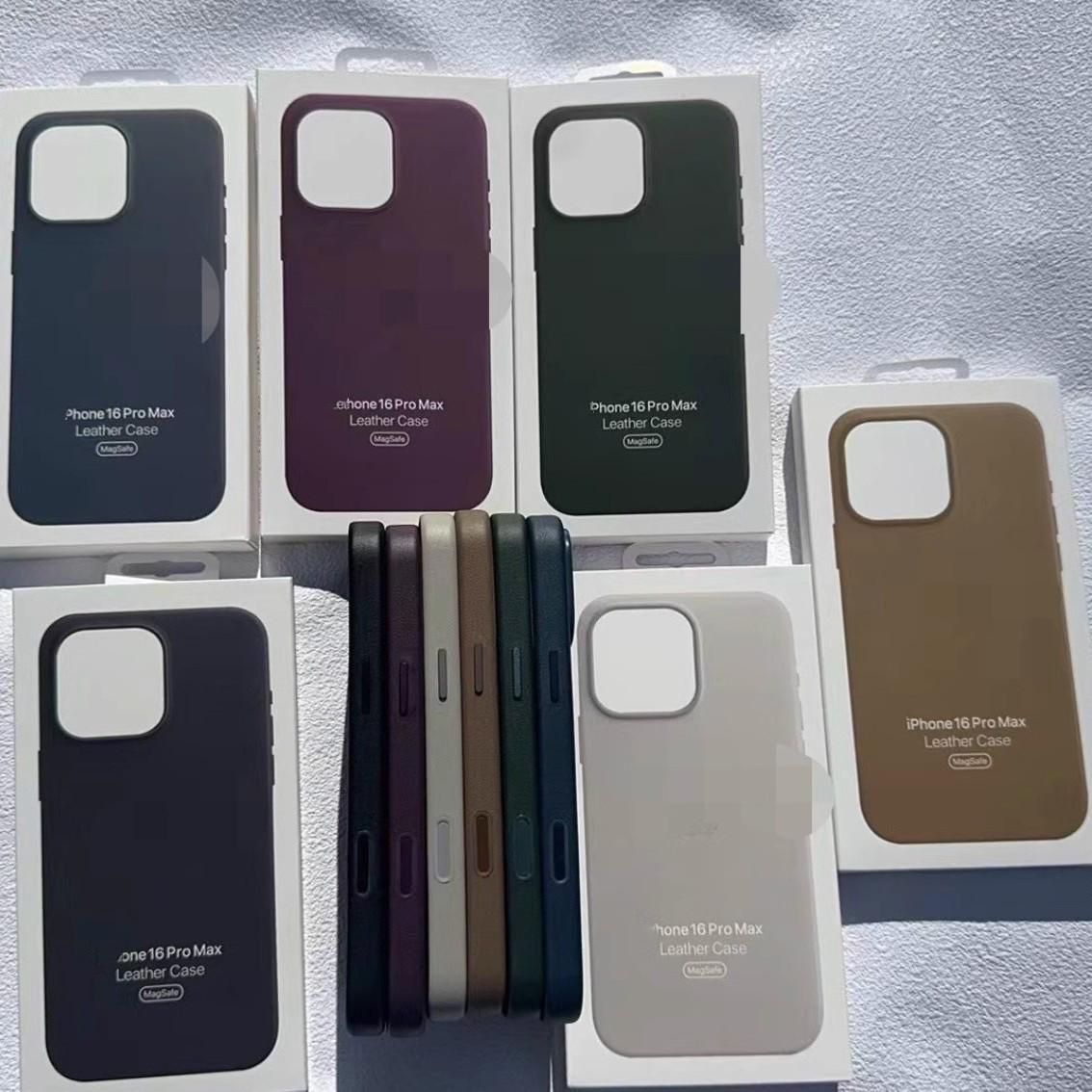 

Apple Series 16 Leather Button Phone Case iPhone 16 Pro [MagSafe Animation + Packaging]