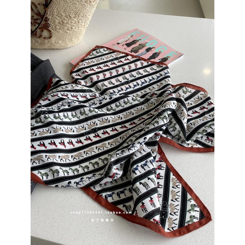Pony Belt Printed Large Square Scarf Soft and Skin Friendly Shawl Breathable Neck Scarf Silk Scarf for Women