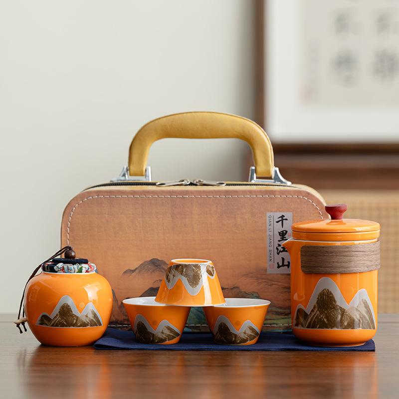 Outdoor express cup, high-end practical, send elders good travel tea set, Qingshan ancient rhyme teapot set