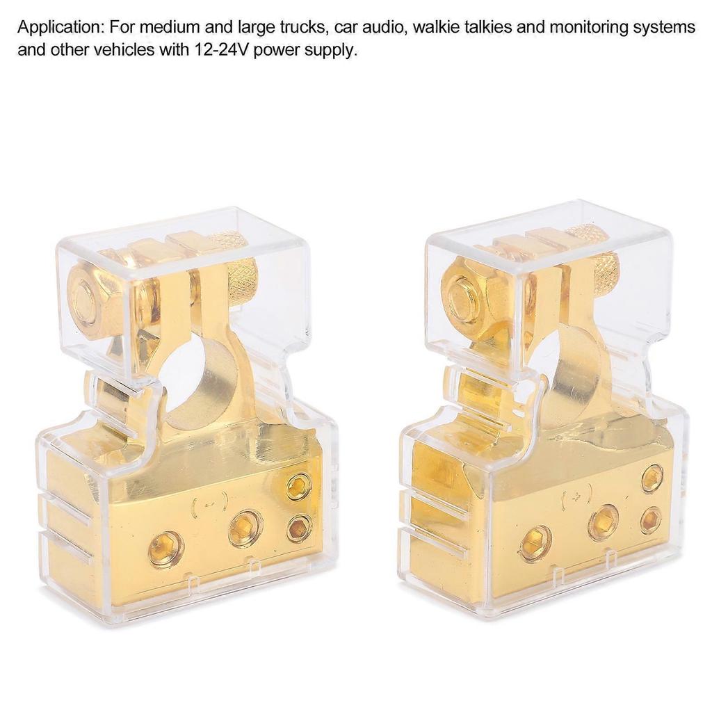 Pair Car Battery Terminal Connector Top Post Negative Positive Zinc Alloy Oxidation ResistantGold