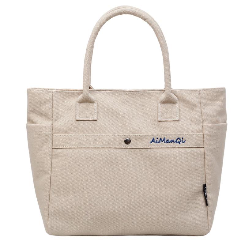 New simple canvas bag women's large-capacity casual tote bag student class bag going out shoulder handbag