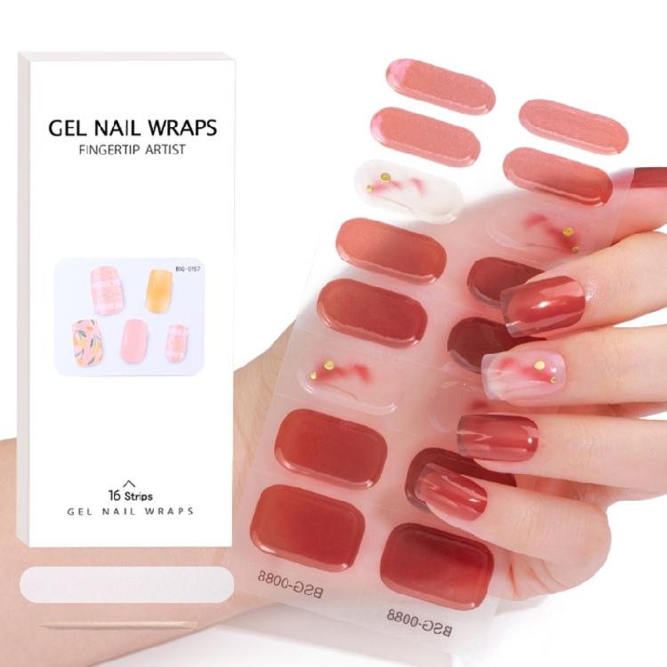 Semi Cured Gel Nail Polish Strips Gel Nail Full Wraps Strips Gel Nail Stickers