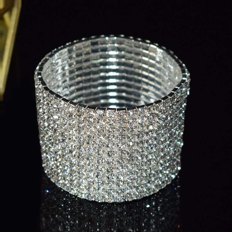 Изысканный многорядный эластичный браслет-манжета со стразами для невесты 1005