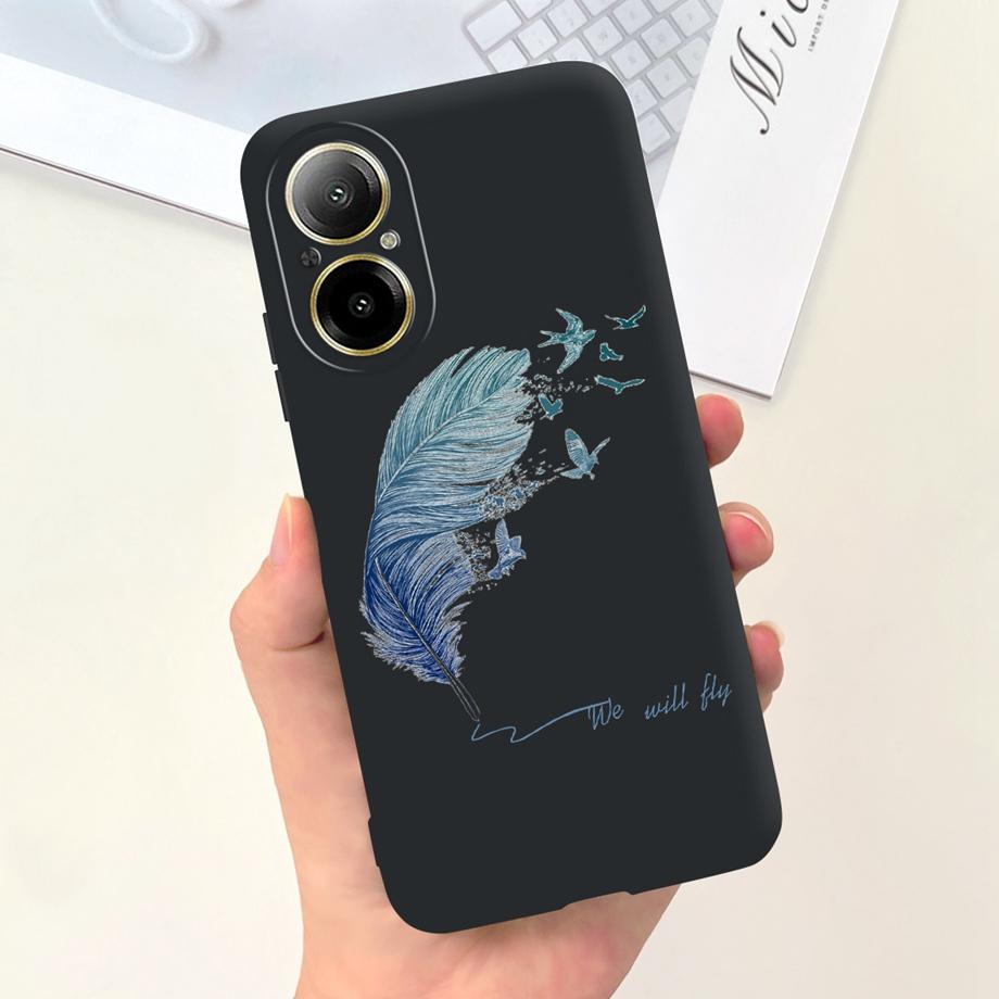 Hülle Für Oppo Realme C67 4G RMX389 Handyhüllen Schwarze Katze Mondnacht Weiches Silikon Stoßfeste Rückabdeckung Für RealmeC67 4G Funda