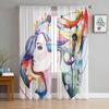 Barbershop Design Element Sheer Curtains For Living Room Modern Fashion Valance Curtains For Kitchen Tulle Curtains