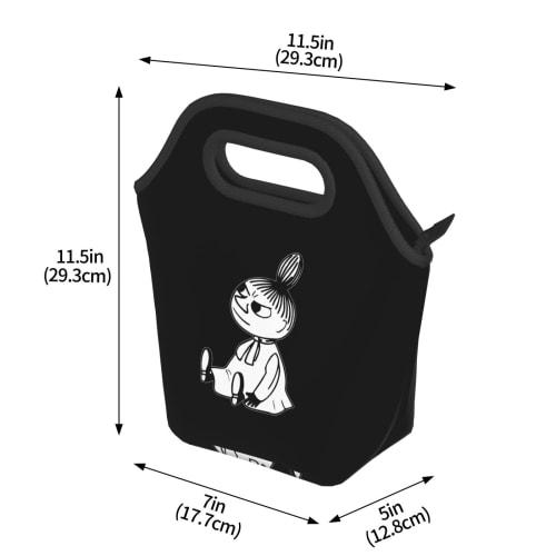 Moomi Lunch Tote Bag, Women's, Insulated and Thermal Lunch Bag, Walking Bag, Mini Bag, Black, Zippered, Shopping Bag, Small Bag, Cooler Bag, Lunch Bag
