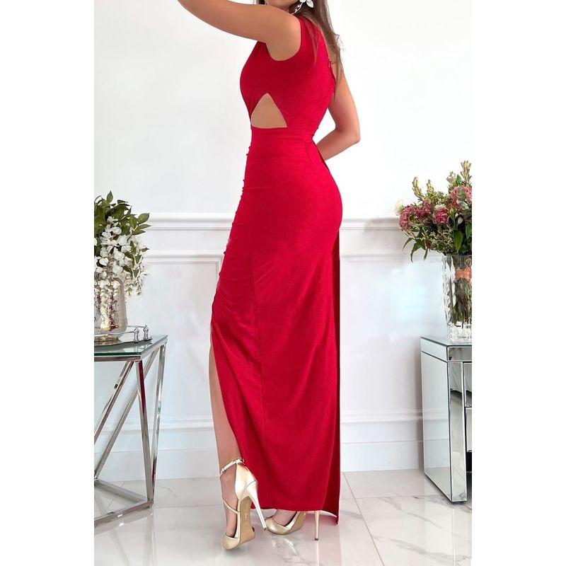 One Shoulder Sexy Party Dress Party Oblique Shoulder Cut Out Temperament Split Dress Women