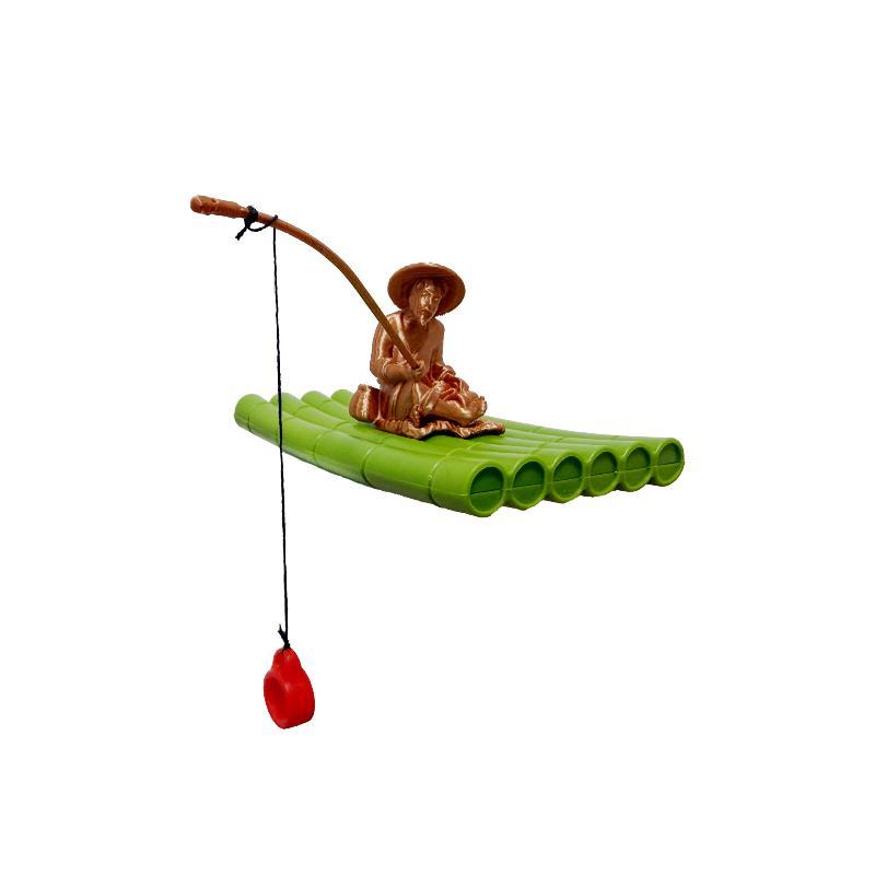 Simulation Old Fisherman Raft Fish Tank Decor Creative Handcrafted Ornament Durable for Office Aquarium Decoration