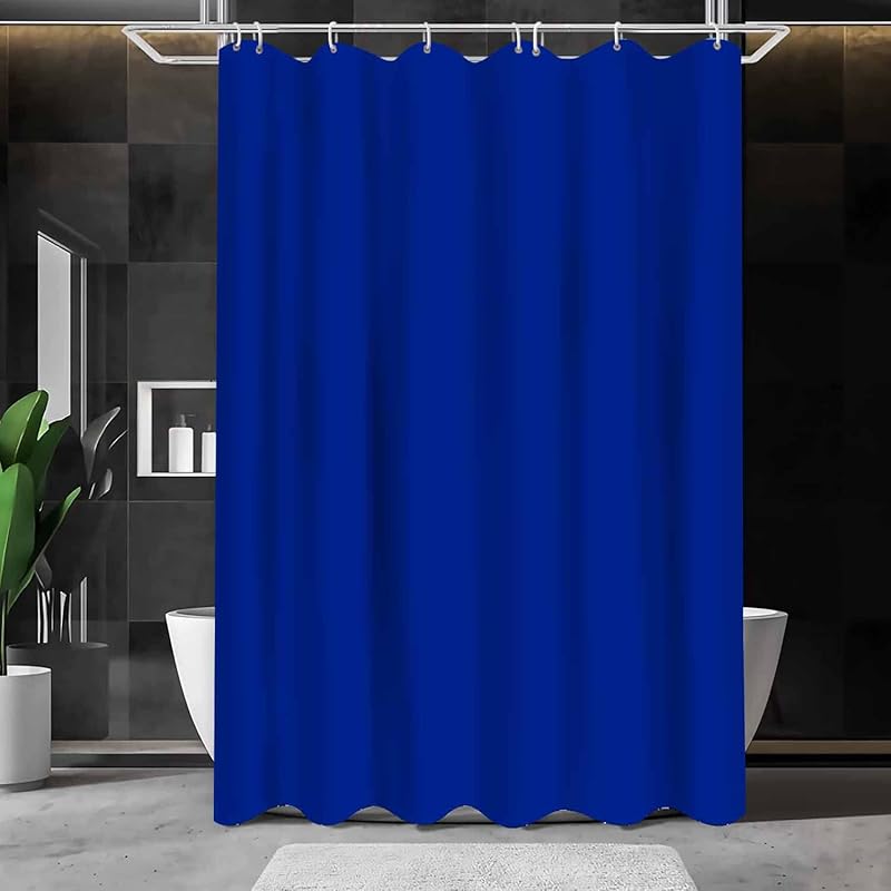 Classic Royal Blue Shower Curtain Washable Thicken Durable Polyester Fabric Set with Hooks, Weight Hem, 72 X 72 Inches, LHNT330-72