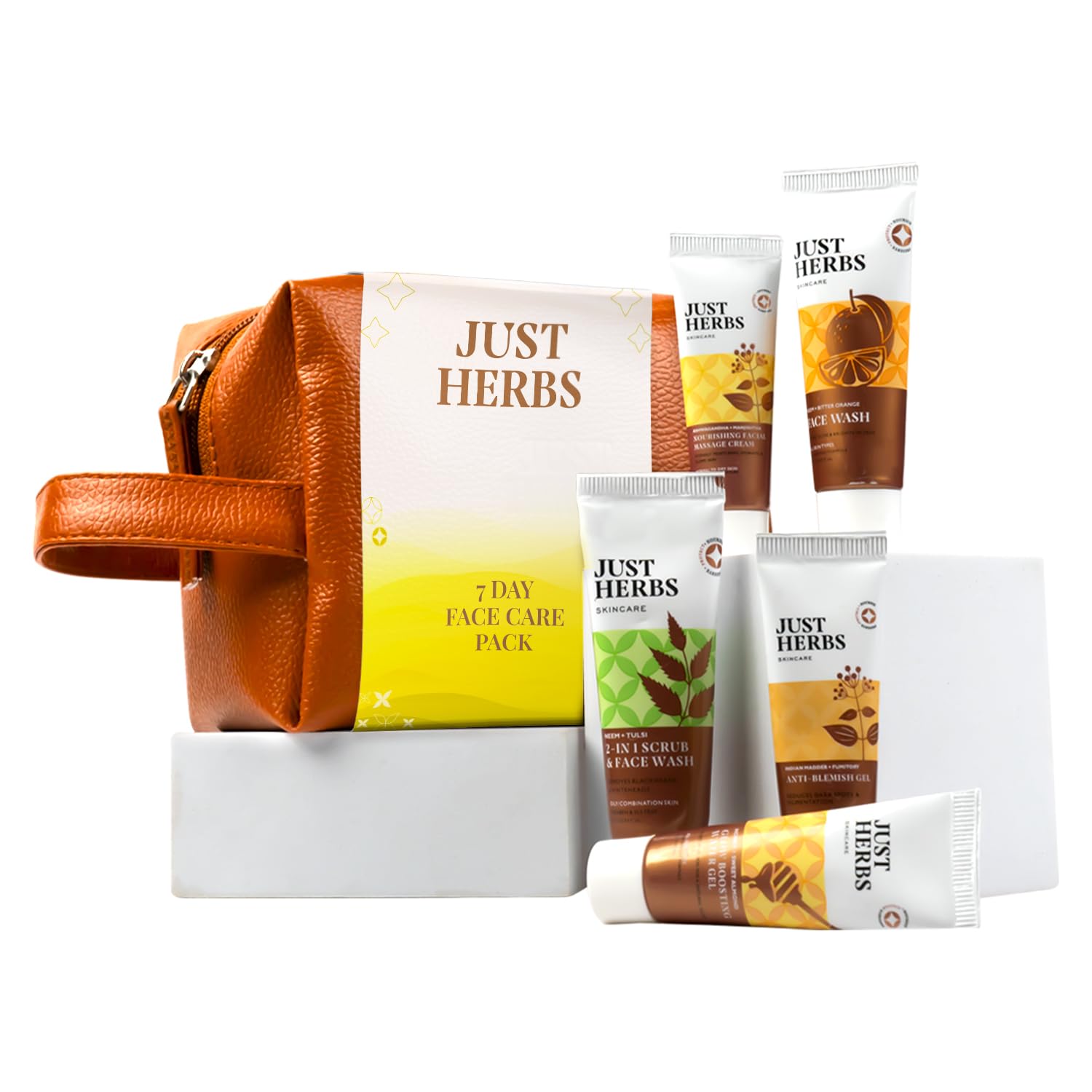 

Just Herbs Набор для 7-дневного ухода за лицом Набор базовых средств по уходу за кожей с очищающим средством для лица | Медовый гель для лица | Медовый отшелушивающий гель | Травяной массажный крем и An