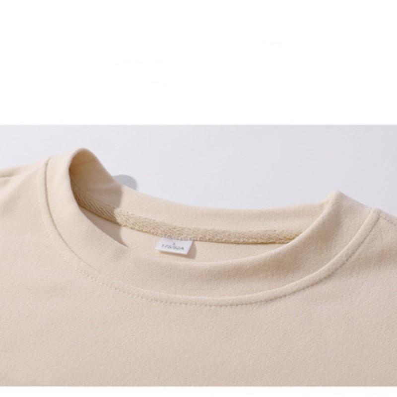 Men's Autumn and Winter Plus Fleece Round Neck Hoodie De Fleece Long Sleeve T-shirt Korean Version of Casual Hoodie Trend Fashion Base Top