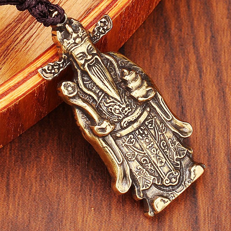 

Бренд Латунный Бог Богатства, подвеска-брелок, мужское ожерелье, аксессуары-подвески из чистой меди Ping An, маленькая подвеска Бога Богатства.