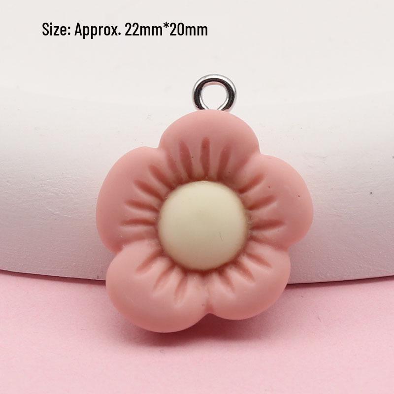 Fresh Cartoon Resin Sunflower Keychain Pendant - DIY Five-Petal Flower Ornament Accessory