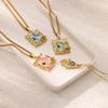 Oil Dripping Square Butterfly Necklaces For Women Gold Color Stainless Steel Butterfly Necklace Wedding Anniversary Jewelry Gift