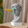 1Pc Whimsical David Sculpture With Ice Cream Cone Modern European Style Art Figurine For Home Living Room Desktop Decoration