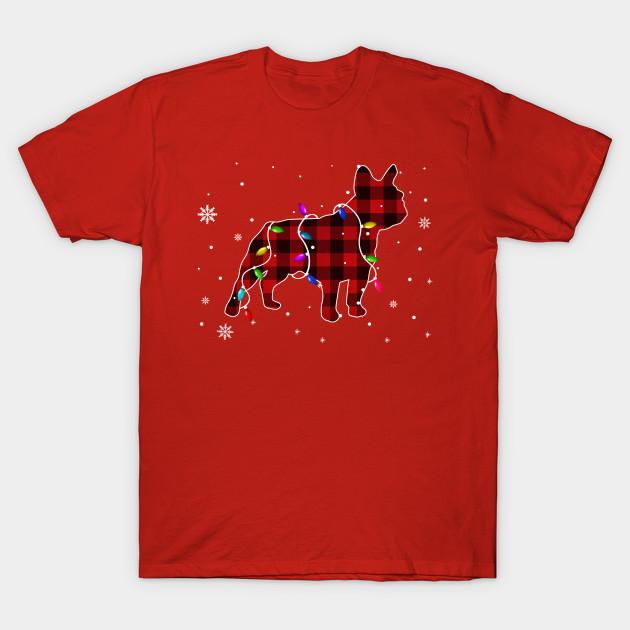 Summer Fashion Clothing Tshirt Funny French Bulldog Christmas Lights Red Plaid Gi Print Men Solid Color Slim Fit Short Sleeve Tops