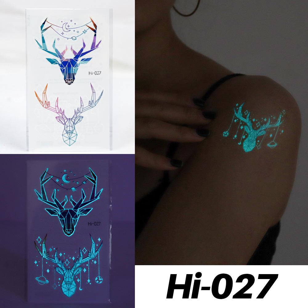Waterproof Blue Luminous Tattoo Stickers: Snake & Butterfly Designs for Festivals