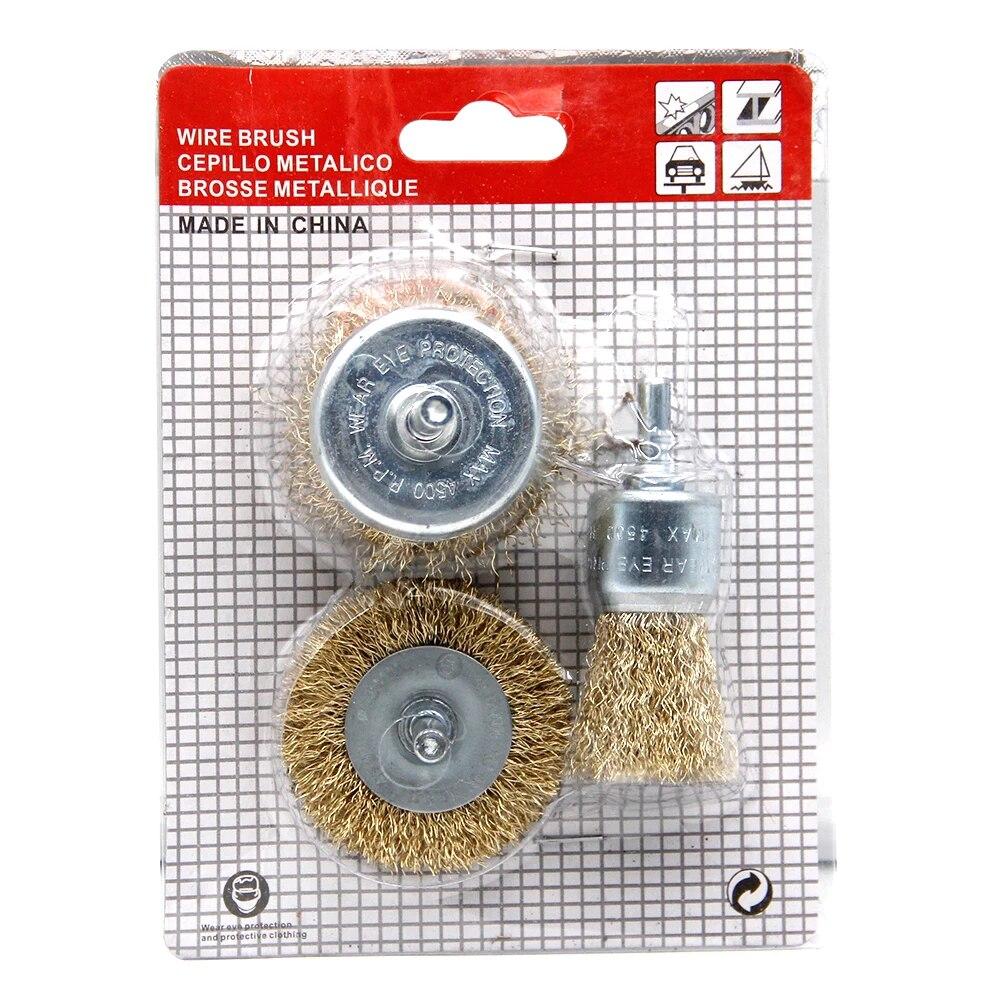 3PC Pen Type Steel Wire Brush 5PC Electric Drill Steel Wire Wheel with Rod Polish and Rust Removal Electric Drill Tool Accessory