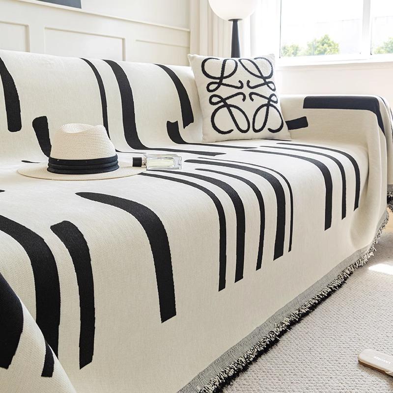 Chenille Sofa Towel Four Seasons Universal Striped Sofa Cover Cloth Simple Modern Thickened One-Piece Sofa Cover Blanket