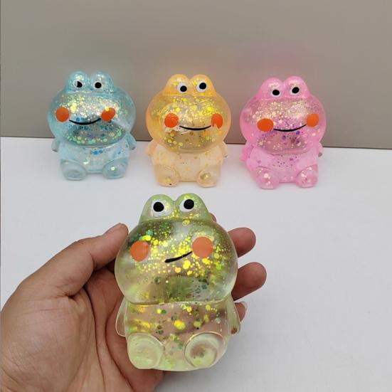 Yousheng 5Pcs Glitter Animal Stress Sugar Ball Anxiety Relief Clear Frog Dog Cartoon Shit Squeeze Sensory Toy Decompression Fidget