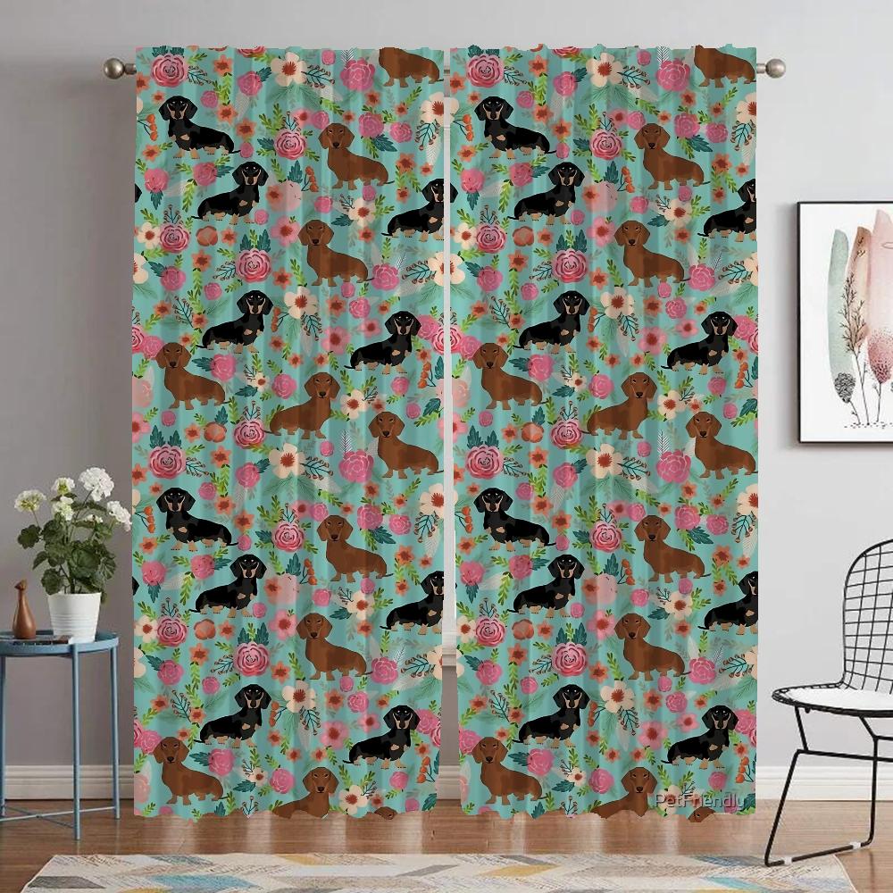 

Тюль для спальни такса современные шторы для гостиной 2 шт Хэллоуин украшения перегородка затемняющие шторы абажуры кухня W50xH70cmx2pcs-CL