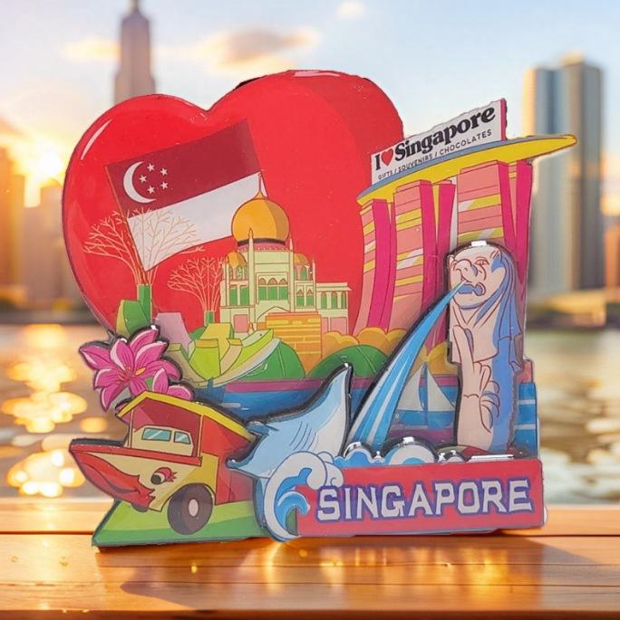 Wooden Scenic Spots Refrigerator Magnet - USA and Japan Cultural Tourist Attractions, Irregular Shape.