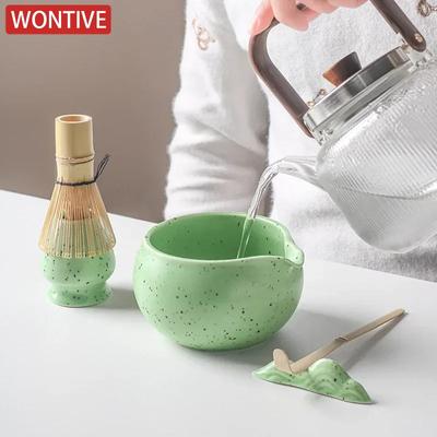 4/5/7/8pcs Set Traditional Matcha Gift Set Bamboo Matcha Whisk Scoop Ceremic Matcha Bowl Whisk Holder Japanese Tea Teaware Sets