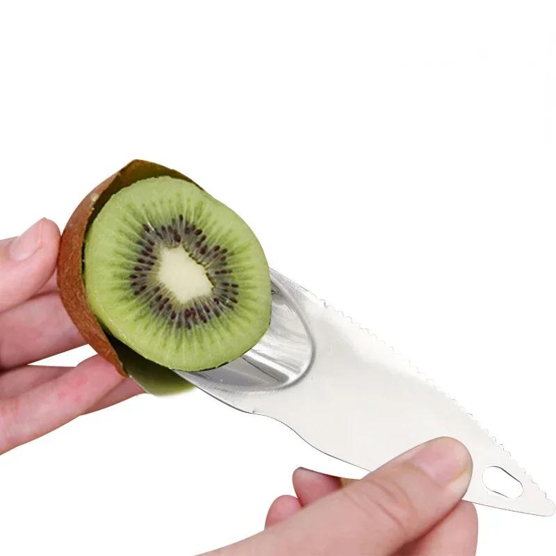 Stainless Steel Kiwi Blade Kiwifruit Cut Spoon Peeling Dig Spoon Serrated Blade for Shop Kitchen Home Outdoor Gadgets