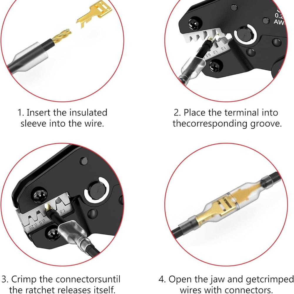 Crimping Tool Set, Insulated Crimping Tools 0.5-1.5/1.5-2.5/4-6mm² Crimping Tool, Wire Crimping Tool with 380pcs Cable Connectors Suitable for 2.8mm,