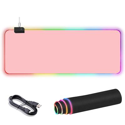 Large Gaming Mouse Pad with 12 RGB Lighting Effects, Waterproof Multi-Spandex Surface, Non-Slip Rubber Base, 800*300*4mm (Pink)
