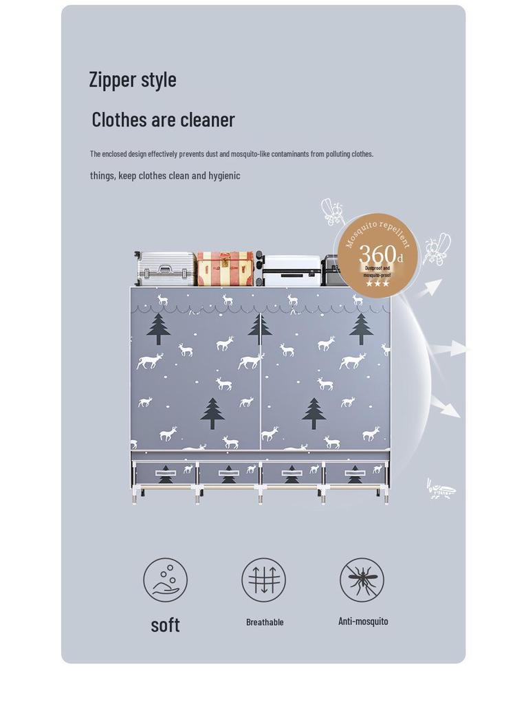 Wardrobe with Dustproof Drawers - Ideal for Rental Rooms