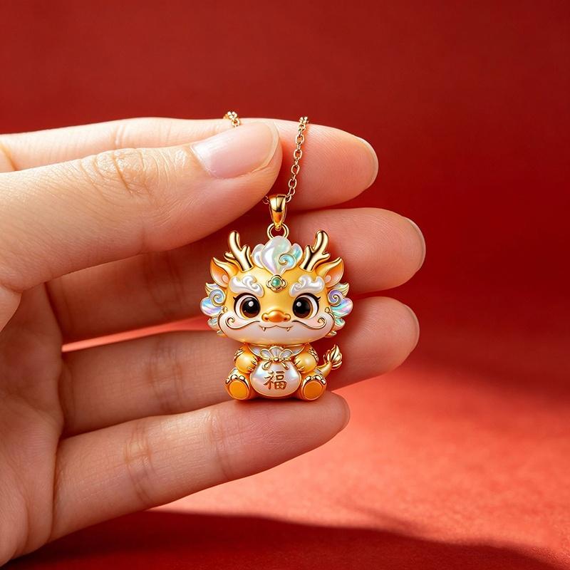 Chinese Mythology Nine-tailed Fox Enamel Pendant Necklace Fashion Minimalist Jewelry for Women Valentine's Day Gift for Her