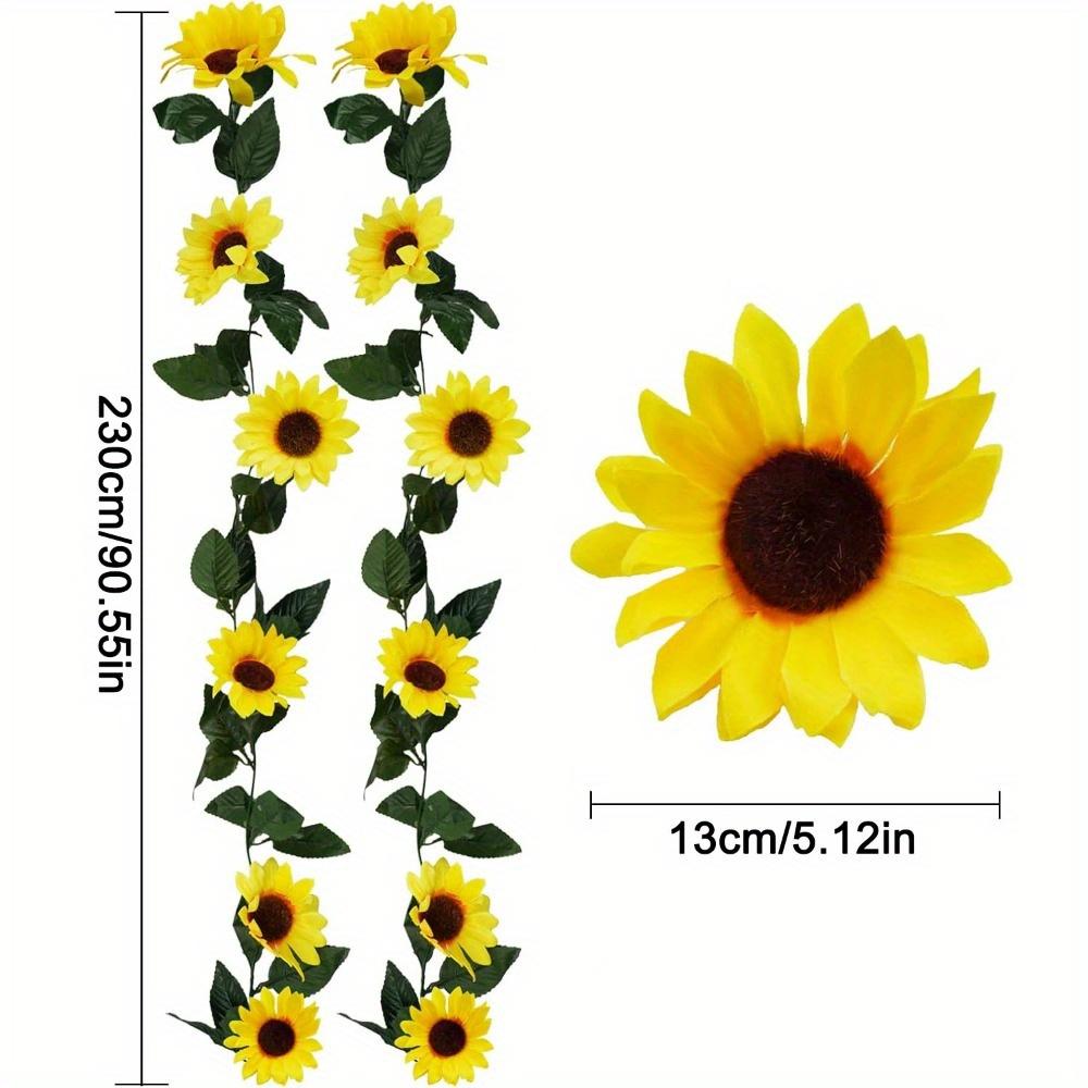 

2 шт. Искусственная гирлянда из подсолнухов Шелковые подсолнухи Подвесные лианы Цветы с зелеными листьями для комнаты Кухни Сада Дня рождения Свадьбы Вечеринки для будущих мам 2pcs