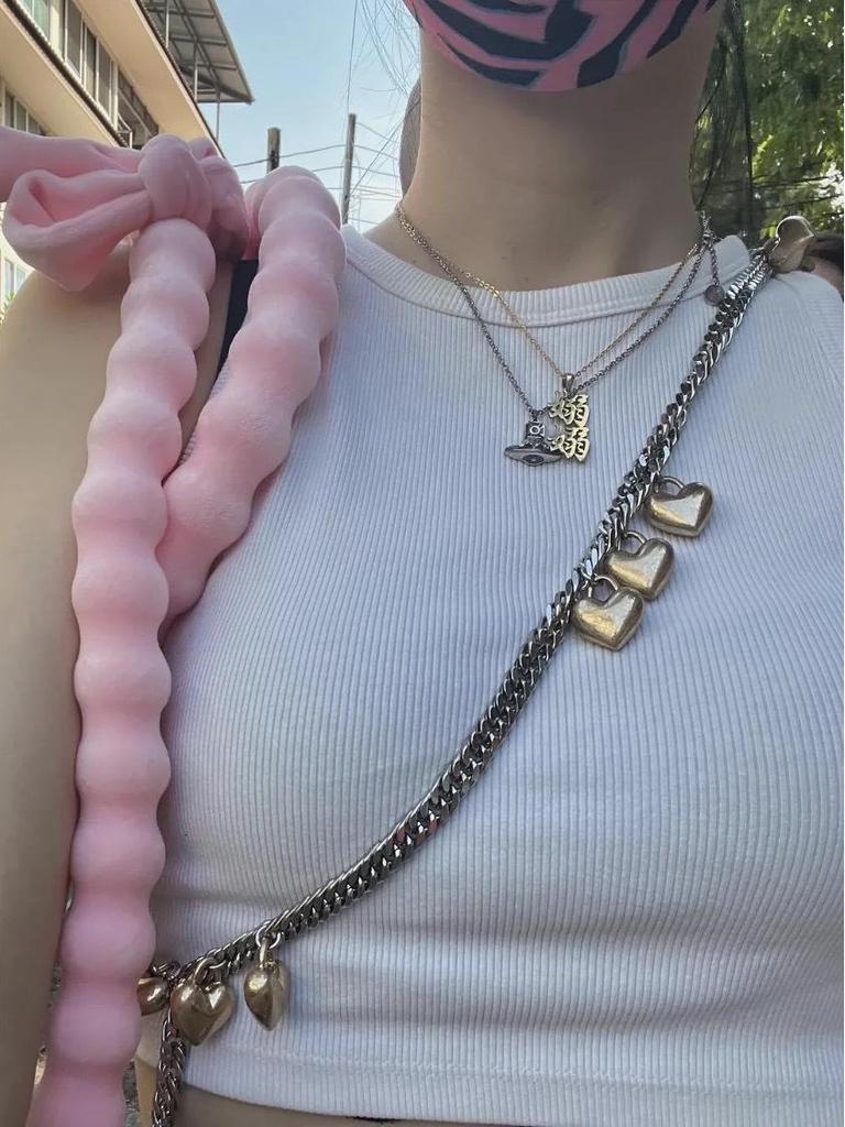 Niche High-End Metal Heart Pendant Necklace & Body Chain for Men and Women