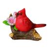 Red Bird Figurine Resin Miniature Red Bird Ornament Decorative Red Birds Perched On Branch Statue for Desktop Moss Micro-Landscape Garden Fence