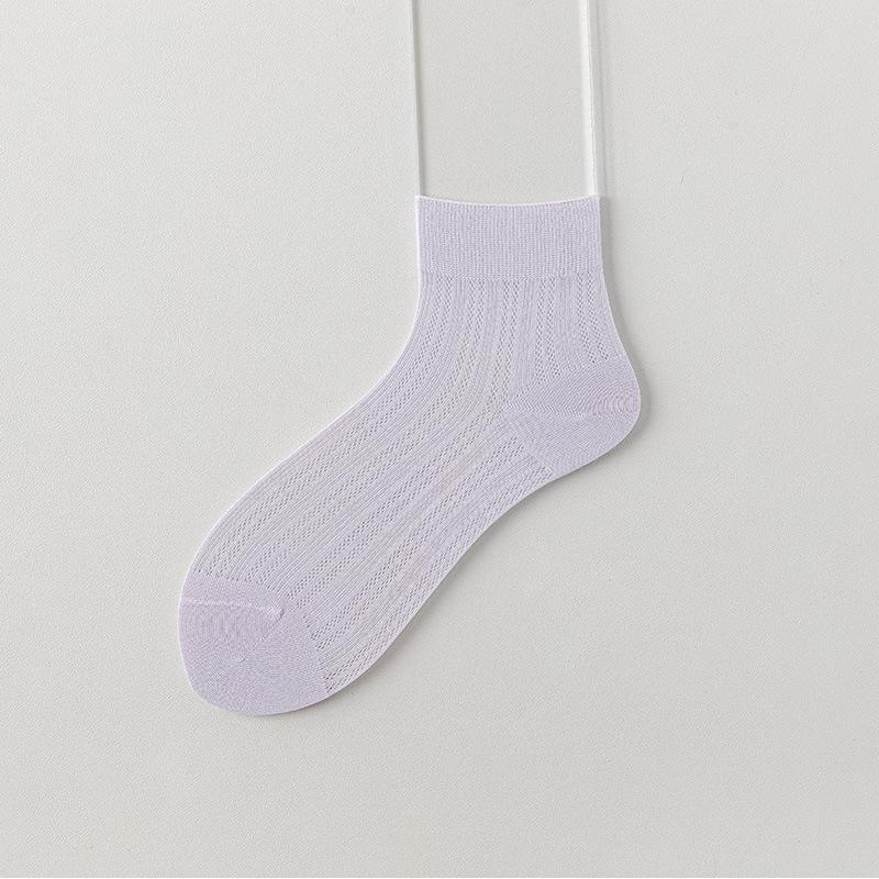 Female Summer Thin Pure Color All Kinds of Mesh Breathable Antibacterial Deodorant Socks